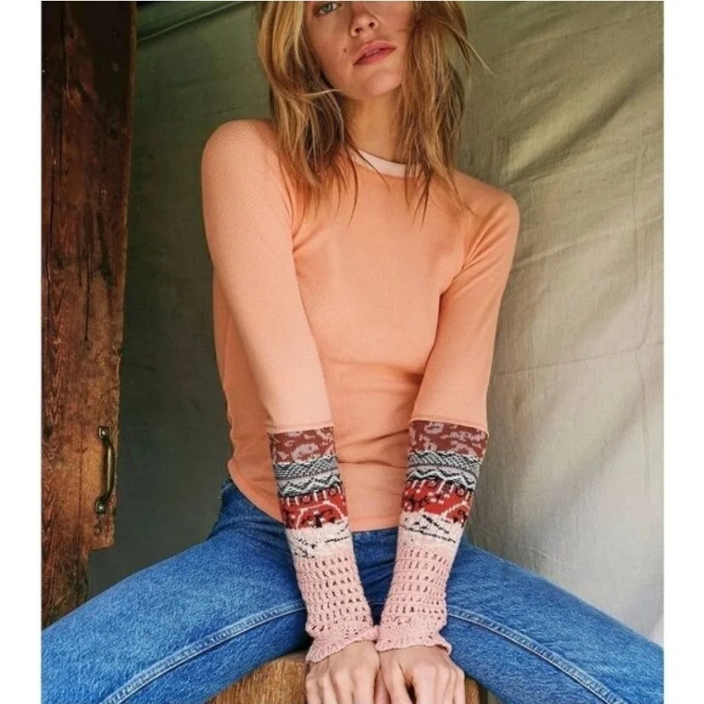 Free People In The Mix Cuff Thermal Top Size Medium